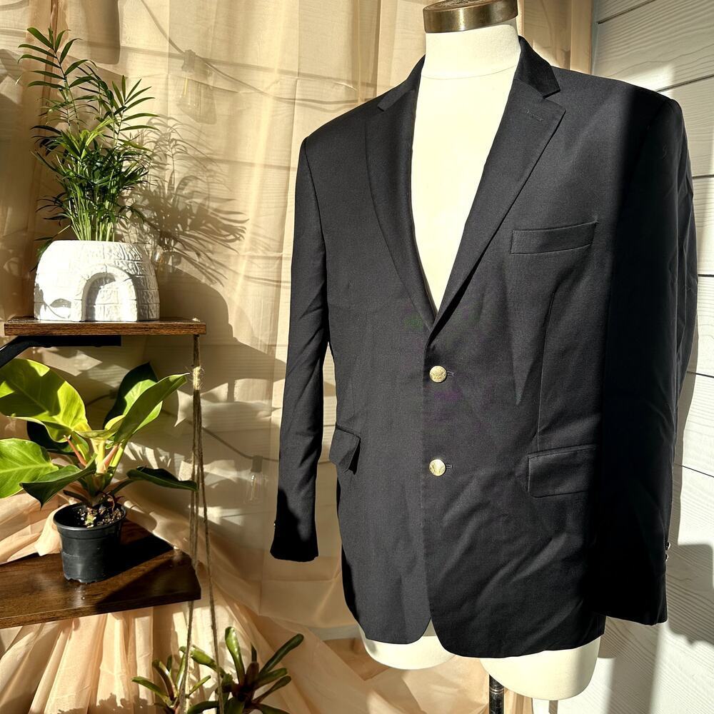 Jos. A. Bank Black/Gold Button Double Breast, Lined, Blazer- 42 Short